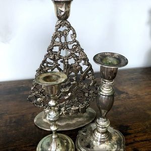 Christmas Bundle Silver plated Zinc (3) candlesticks